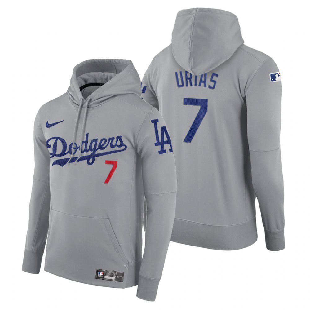 Men Los Angeles Dodgers #7 Urias gray road hoodie 2021 MLB Nike Jerseys->colorado rockies->MLB Jersey